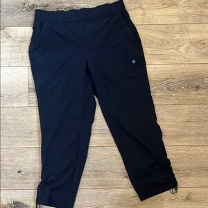 APANA Black Joggers with Drawstring Ruched Bottom Cropped Pants